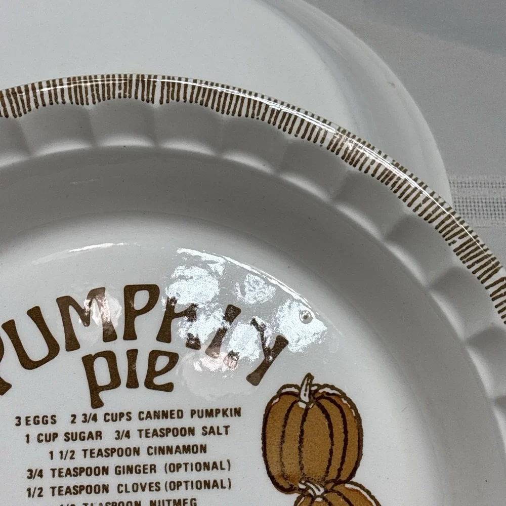 Vintage 1983 Royal China Country Harvest Pumpkin Pie Recipe Baking Dish - USA